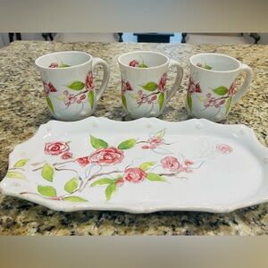 Juliska Floral Mug and Hostess Tray Set